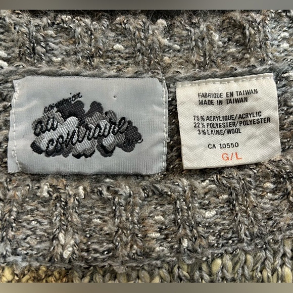 Au Contraire Grey Multicoloured Patchwork Textured Vintage Sweater Size LRG 90’s - Picture 5 of 5